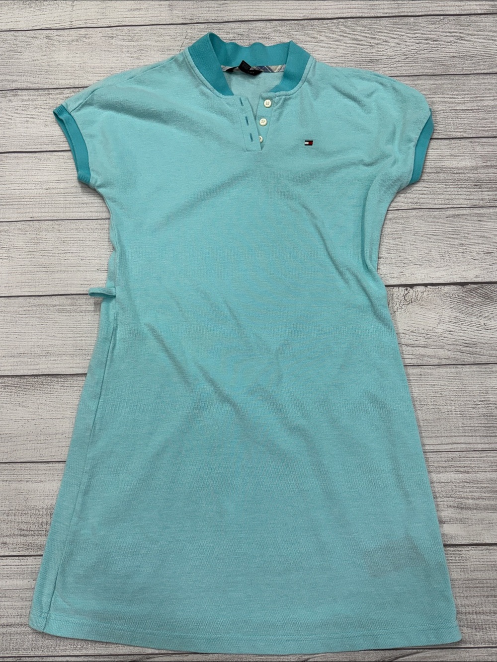 Tommy Hilfiger Aqua Polo Dress Short Sleeve Pique Size Medium